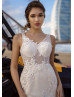 Beaded Ivory Lace Tulle See-through Wedding Dress Beaded Ivory Lace Tulle See-through Wedding Dress